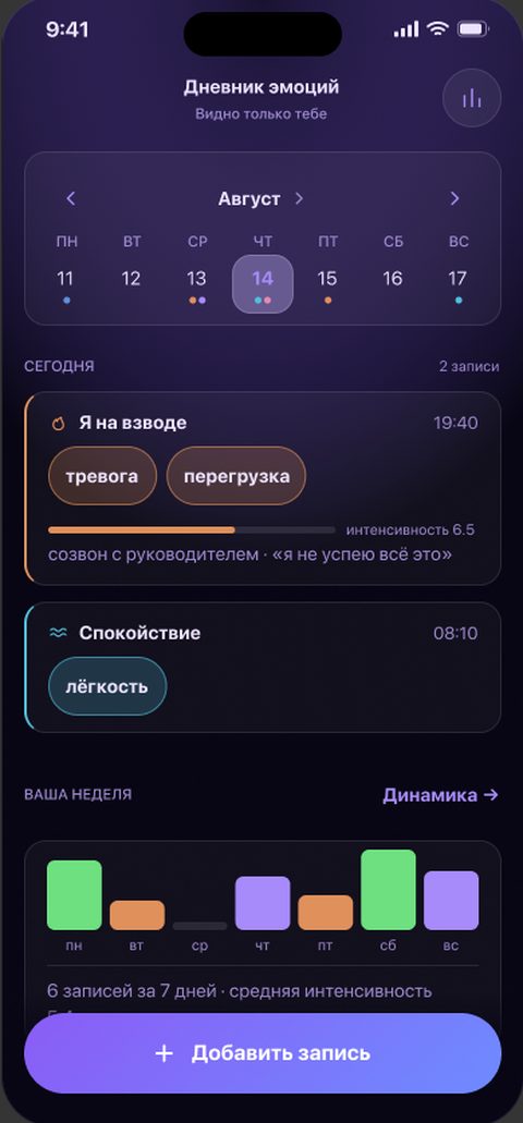 Экран приложения Sezapp